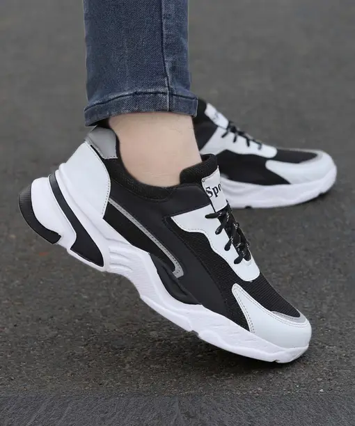 Men White & Black Colourblocked IDP Sneakers